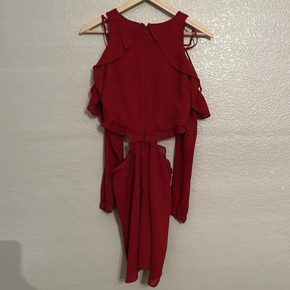 Red Carter Long Sleeve Cut-Out Dress Size M - Picture 3 of 5